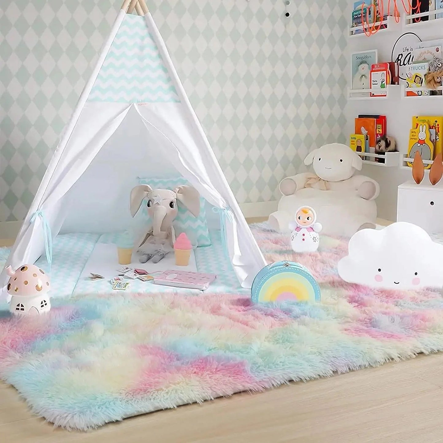 Tapis en Fourrure - HairyRugs™ - Arc - en - ciel - Petit paradis bébé