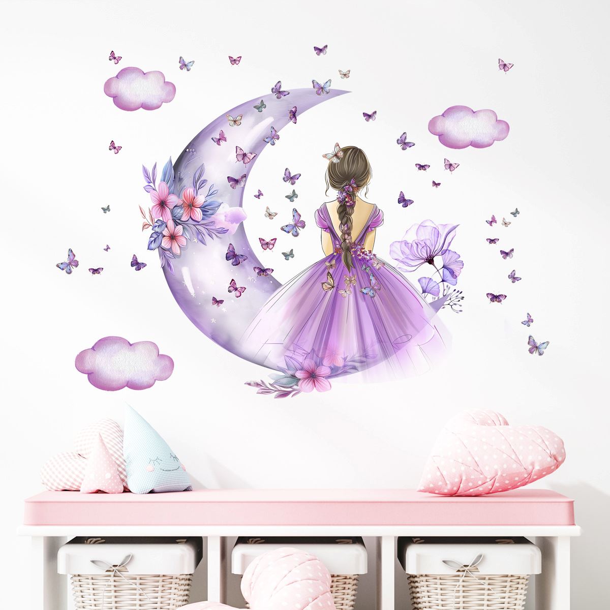 Décoration Murale - PrincesseSticker™ - Lune Mauve - Petit paradis bébé