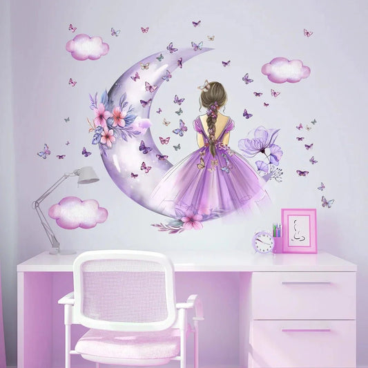 Décoration Murale - PrincesseSticker™ - Lune Mauve - Petit paradis bébé