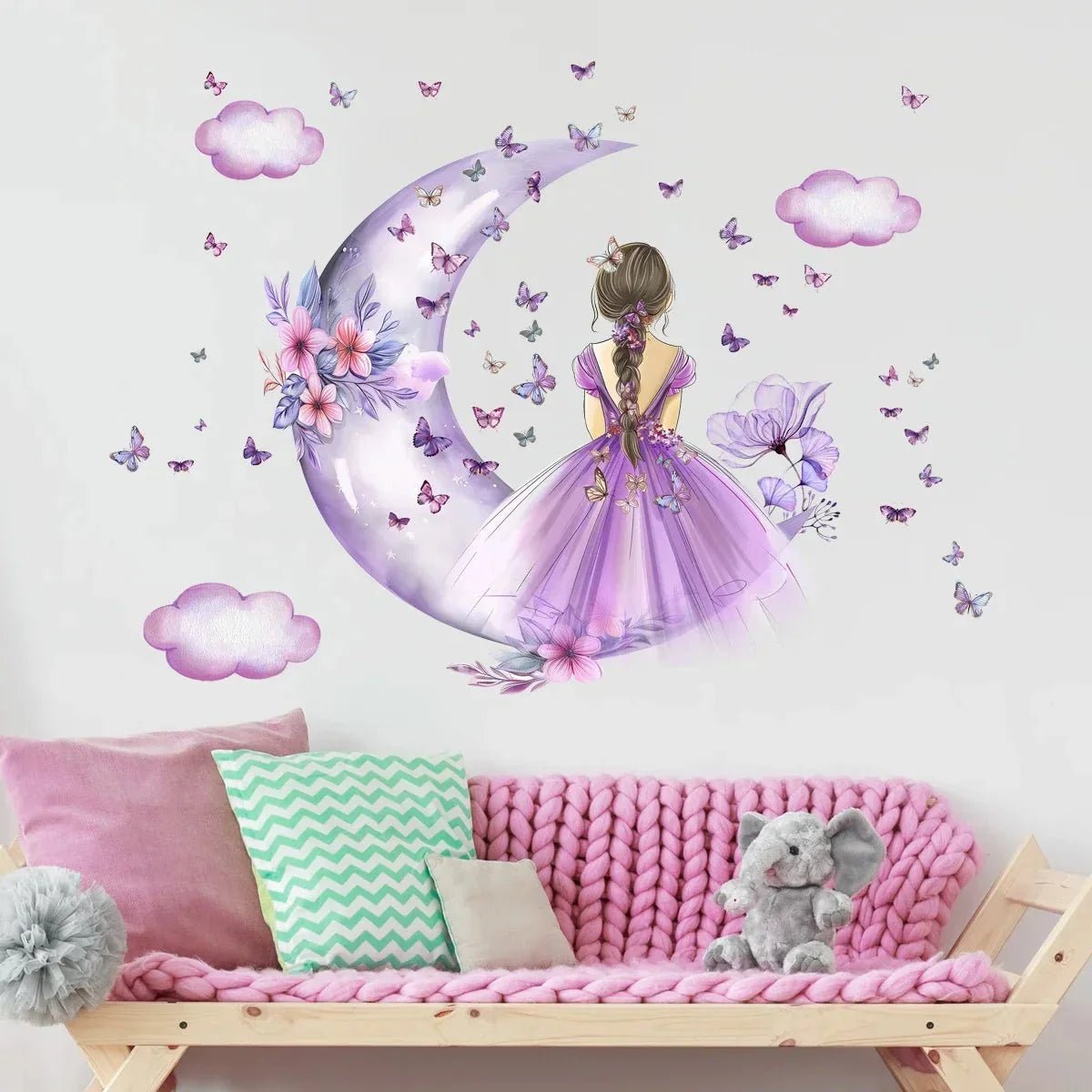 Décoration Murale - PrincesseSticker™ - Lune Mauve - Petit paradis bébé