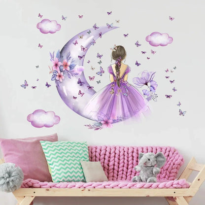 Décoration Murale - PrincesseSticker™ - Lune Mauve - Petit paradis bébé
