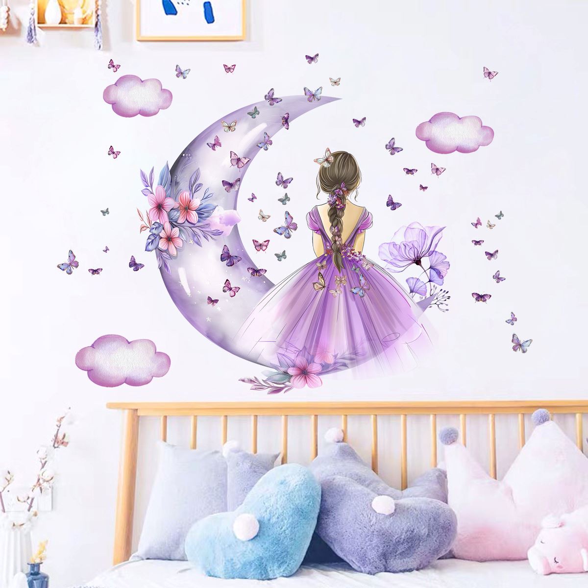 Décoration Murale - PrincesseSticker™ - Lune Mauve - Petit paradis bébé