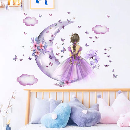 Décoration Murale - PrincesseSticker™ - Lune Mauve - Petit paradis bébé