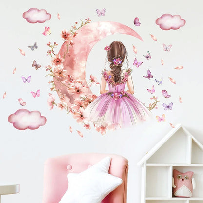 Décoration Murale - PrincesseSticker™ - Lune Rose - Petit paradis bébé