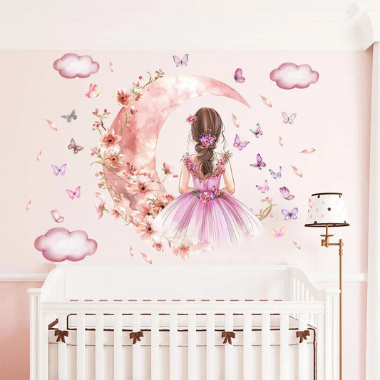 Décoration Murale - PrincesseSticker™ - Lune Rose - Petit paradis bébé