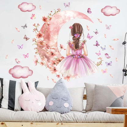 Décoration Murale - PrincesseSticker™ - Lune Rose - Petit paradis bébé