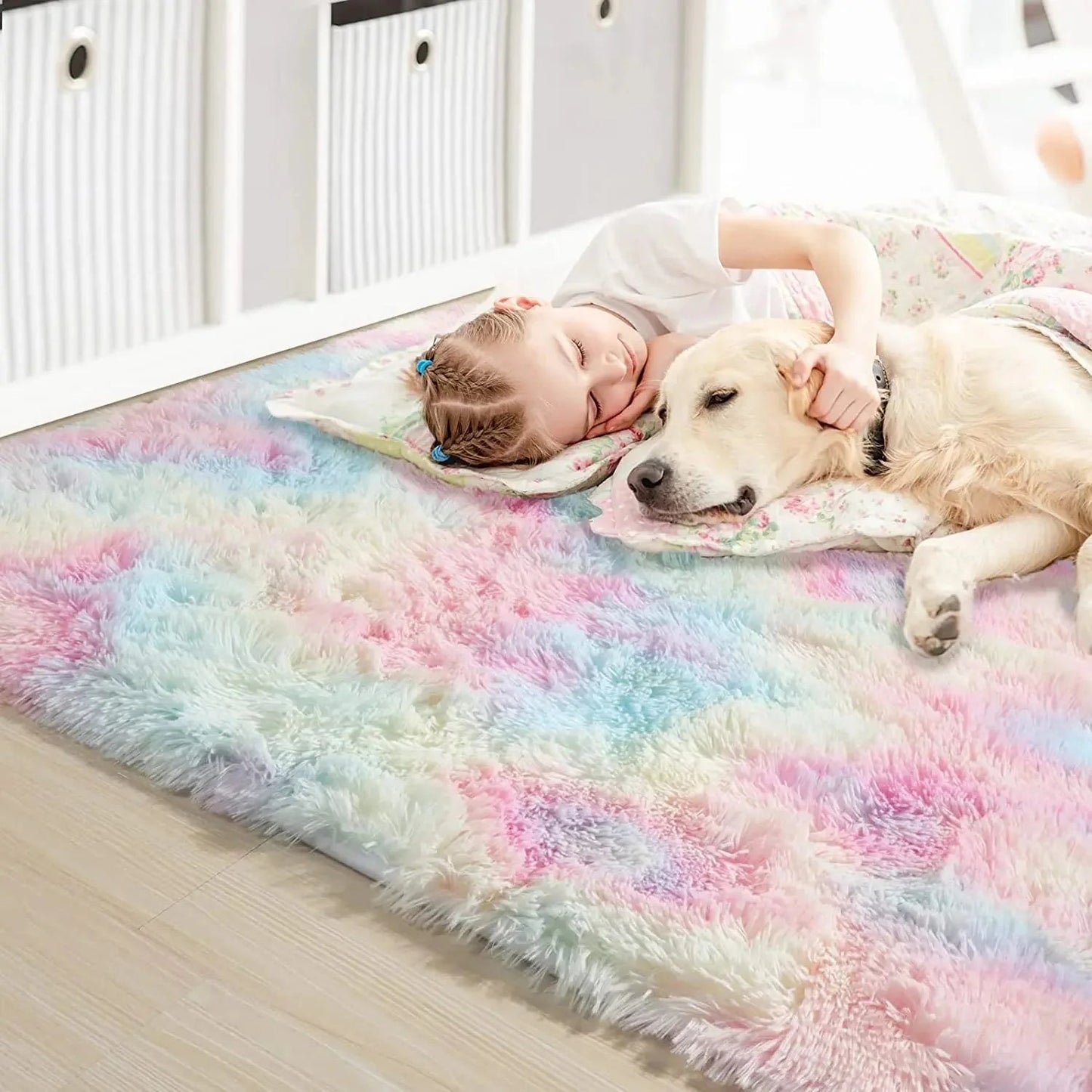 Tapis en Fourrure - HairyRugs™ - Arc - en - ciel - Petit paradis bébé