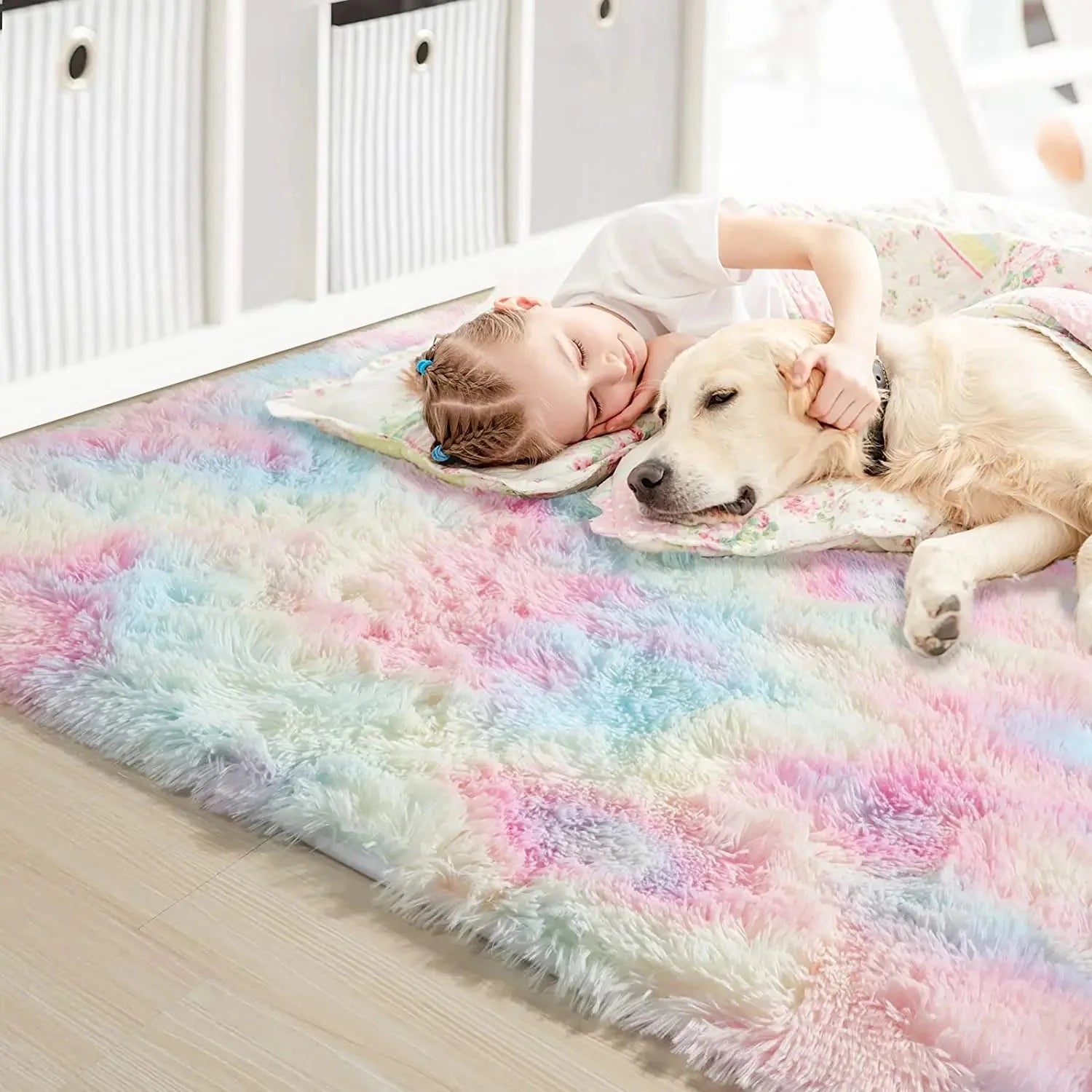 Tapis en Fourrure - HairyRugs™ - Arc - en - ciel - Petit paradis bébé